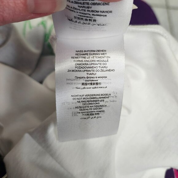 Oui Women's White/Blue Graphic "Love Yourself" Tee Size 16 - Picture 10 of 10